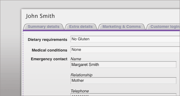 Existing customer details are just a click away, store contact details and preferences plus full booking and enquiry history.